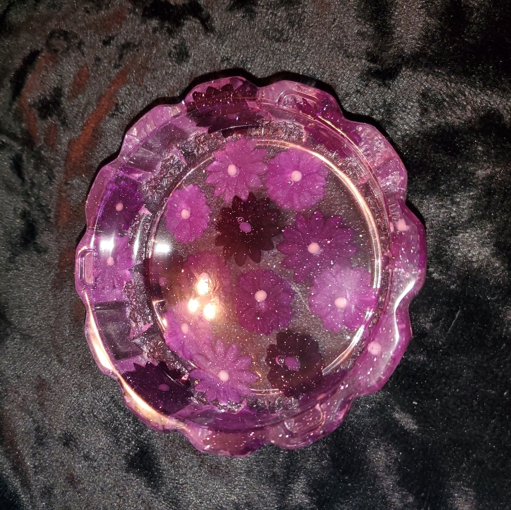 Purple Floral Trinket/Ash Tray